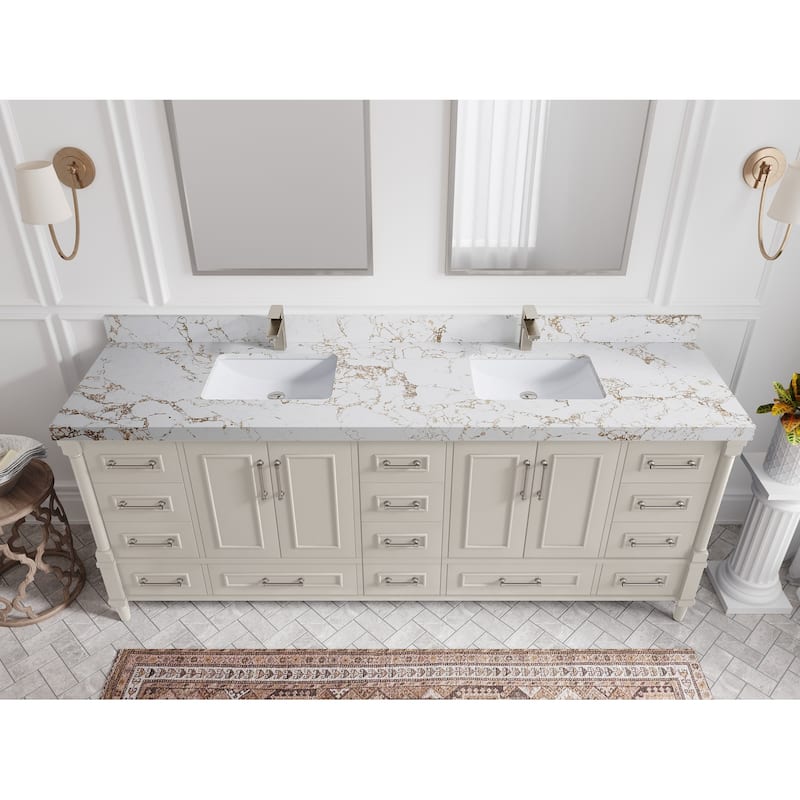 Willow Collections 84 in. W x 22 in. D Aberdeen Double Bowl Sink Bathroom Vanity with Countertop