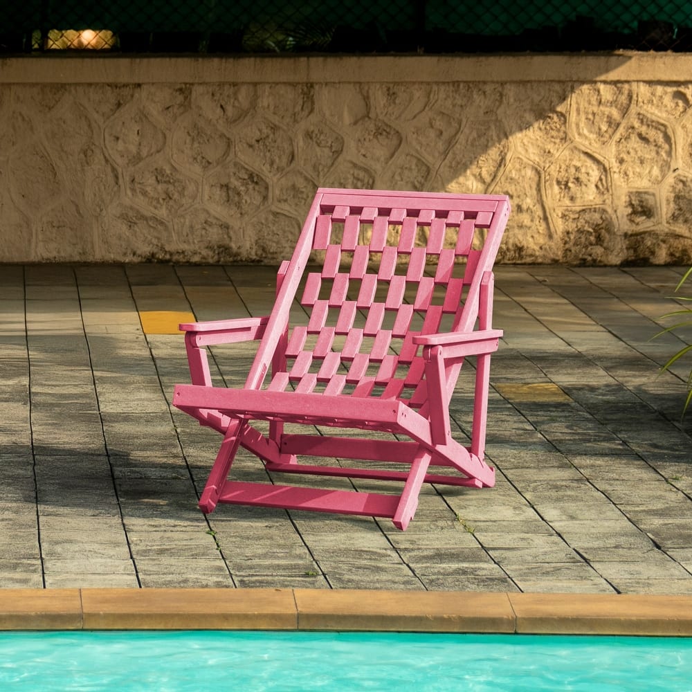 Pinecrest Fully Assembled All-Weather HDPE Outdoor Folding Lounge Chair with Removable Cushion