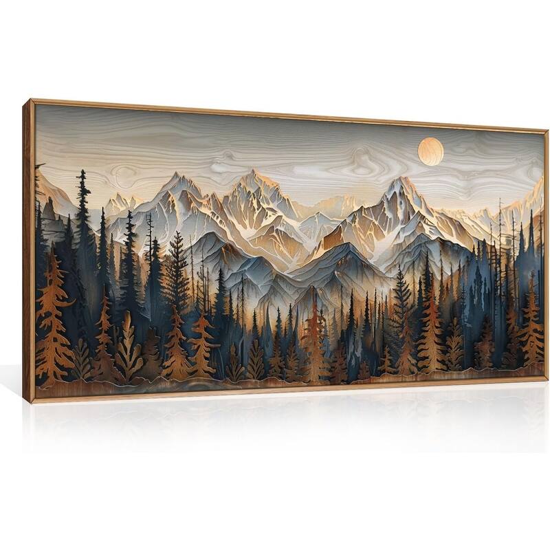 Pine Trees Wall Painting, Ridge Scenery Wall Decor, Natural Sun - 20 x 40