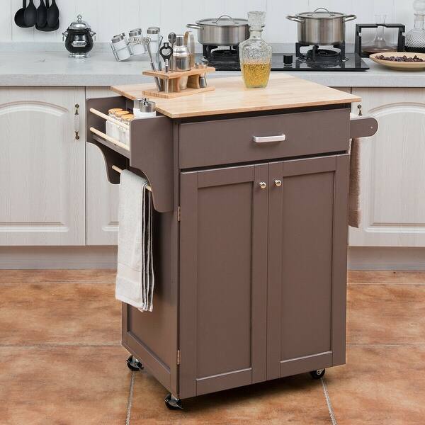 Shop Gymax Rolling Kitchen Island Utility Kitchen Cart Storage
