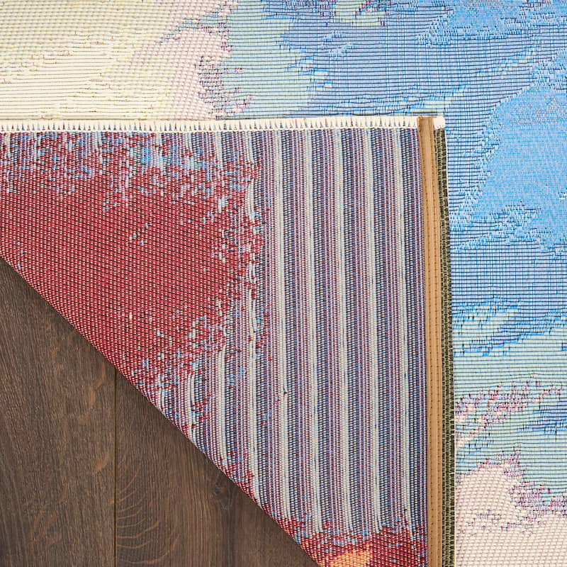 Nourison Color Splash Indoor/Outdoor Multicolored Abstract Area Rug