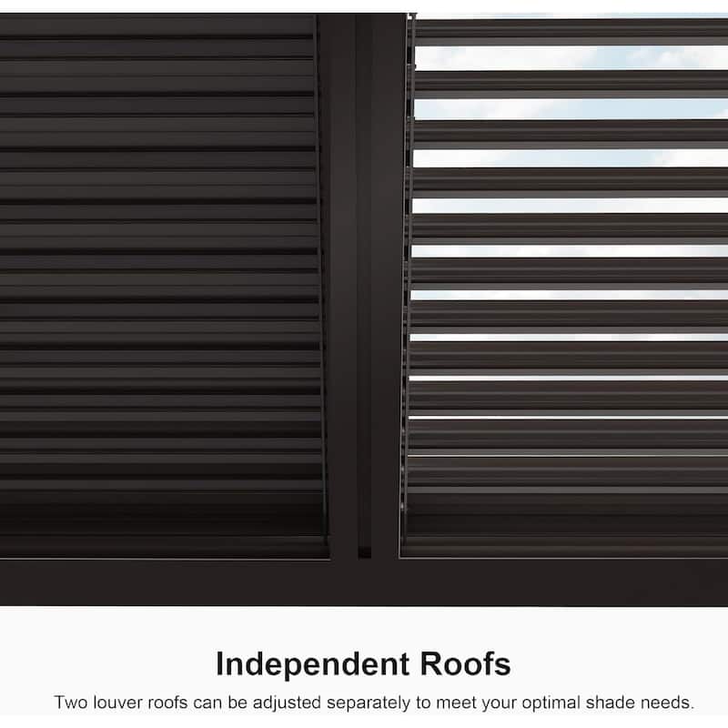 PURPLE LEAF Bronze Louvered Pergola with Adjustable Roof for Deck Backyard Garden Hardtop Gazebo