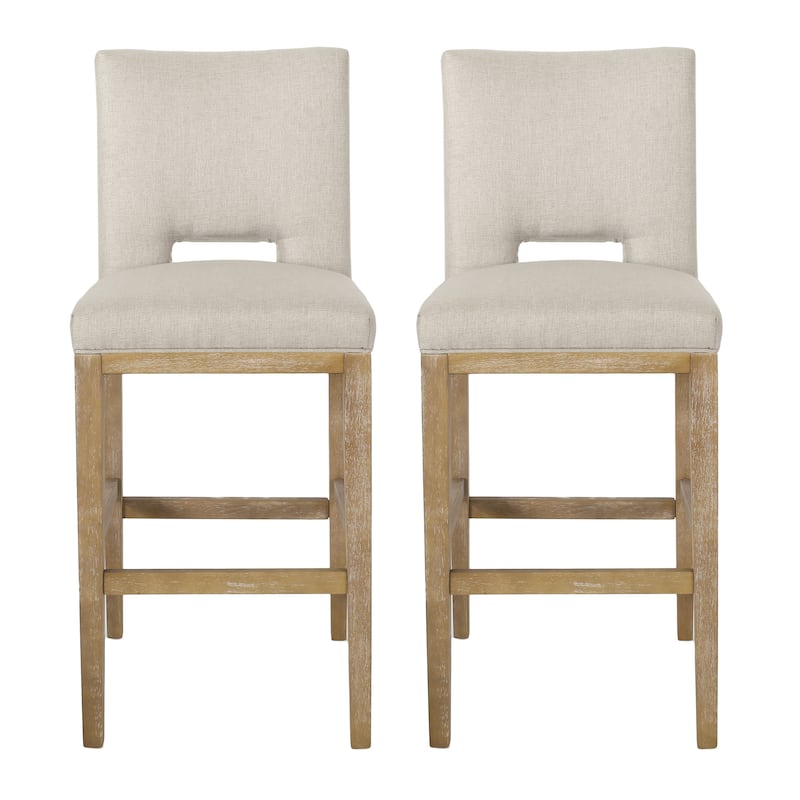 Coloma Fabric and Rubberwood 31 Inch Barstools (Set of 2) by Christopher Knight Home