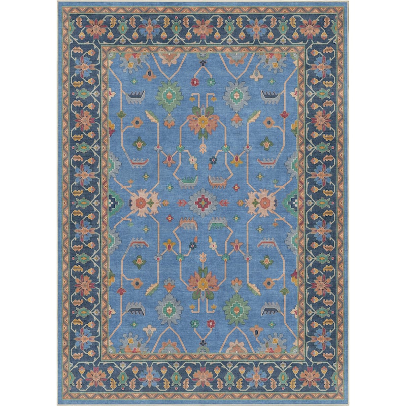 Well Woven Ushak Antalya Floral Modern Vibrant Flat-Weave Area Rug