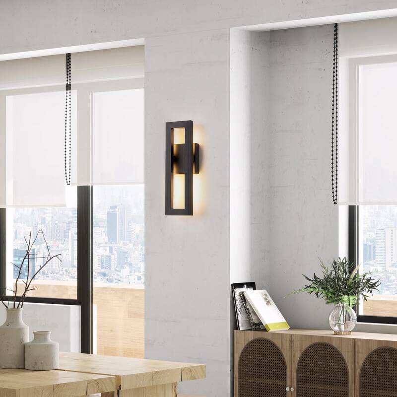 14 in. Industrial Aluminum Square Outdoor Wall Light Integrated LED 3000K Waterproof Lantern Wall Sconce