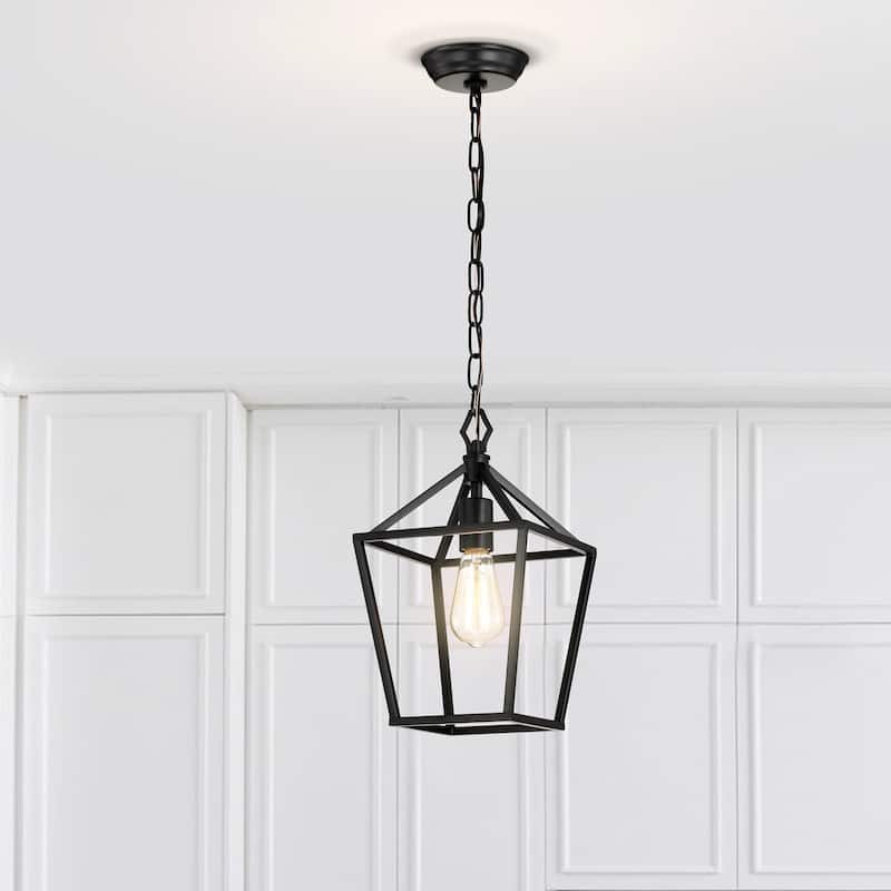 8.5 in. 1-Light Matte Black Farmhouse Mini Pendant Light Fixture