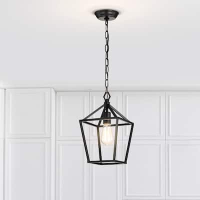 8.5 in. 1-Light Matte Black Farmhouse Mini Pendant Light Fixture
