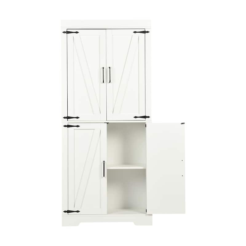 Homy Casa White Tall Storage Cabinet Double Doors, Modern Pantry