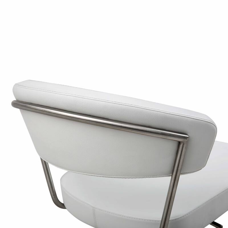 20" Modern White Adjustable Height Stool with Faux Leather Seat Footrest and Pedestal Base - 20"W x 22"D x 34-44"H