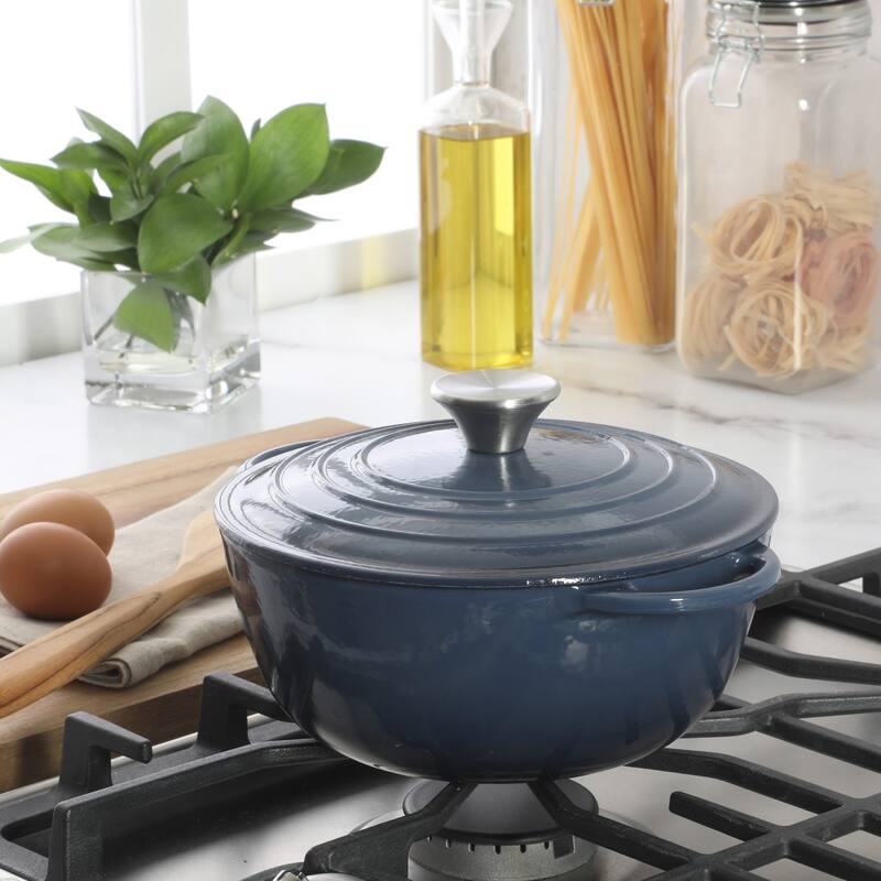 Gibson Home 2.65 Qt Enameled Cast Iron Dutch Oven Pot with Lid - Round, Ideal for Bread Baking & Stews