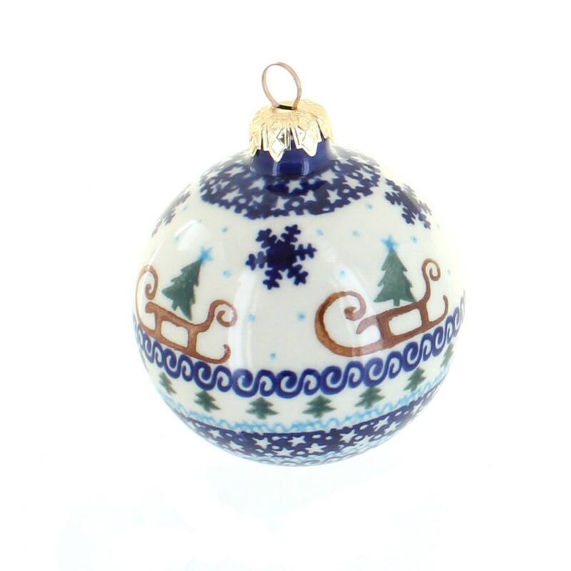 Blue Rose Polish Pottery Vena Large Christmas Ball