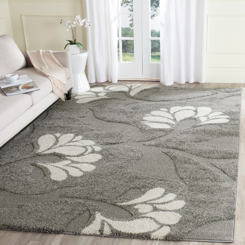 SAFAVIEH Florida Shag Neliha Floral 1.2-inch Thick Rug - 8' x 10' - Grey/Beige - Rectangle