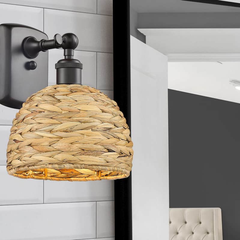Innovations Lighting 516-1W-6-8 Woven Ratan Sconce Woven Ratan 6" Tall