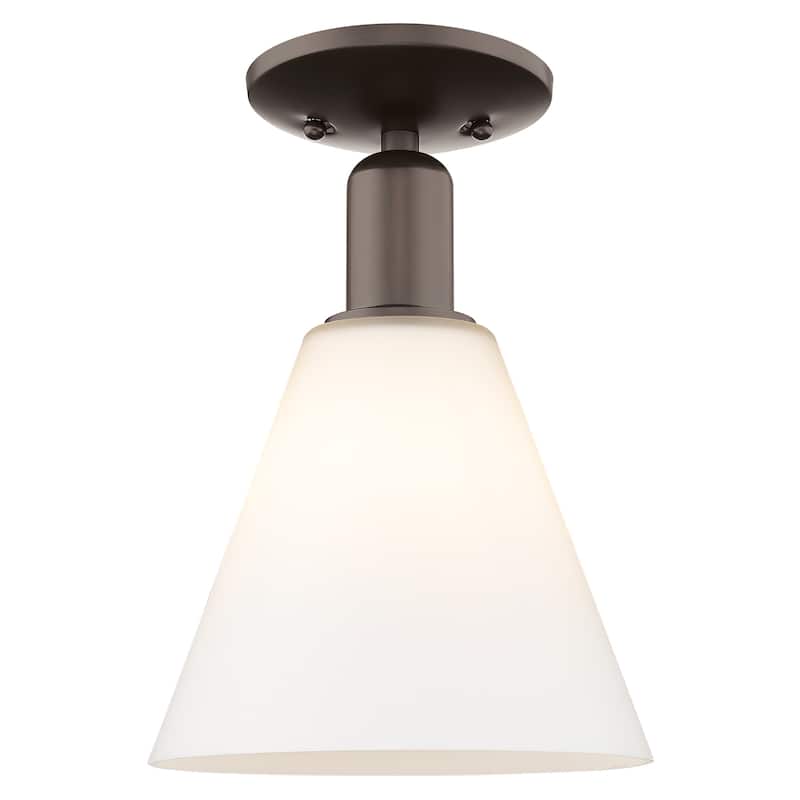Innovations Lighting 716-1C-12-8 Berkshire Glass Semi-Flush Berkshire - Oil Rubbed Bronze / Matte White
