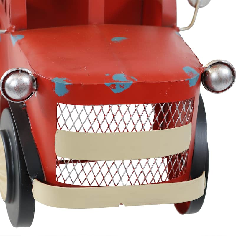 Sunnydaze Rustic Red Truck Metal Wine Rack