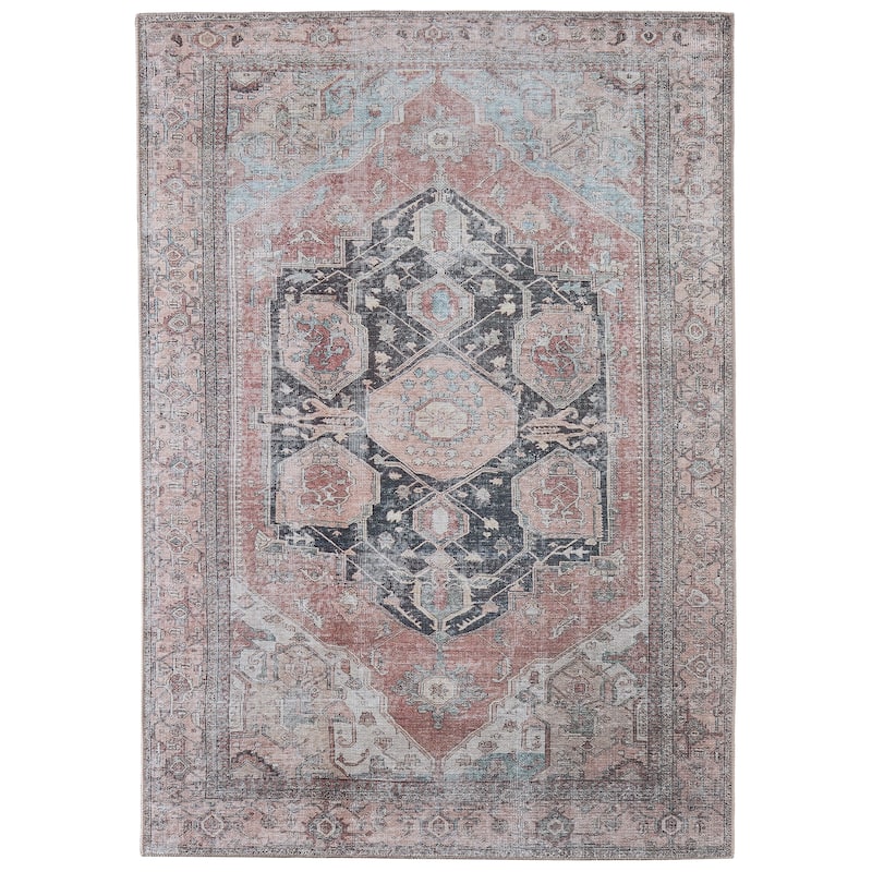 Grand Bazaar Prescott Machine Made Medallion Transitional Area Rug - 9'2" x 12' - Orange/Brown/Taupe