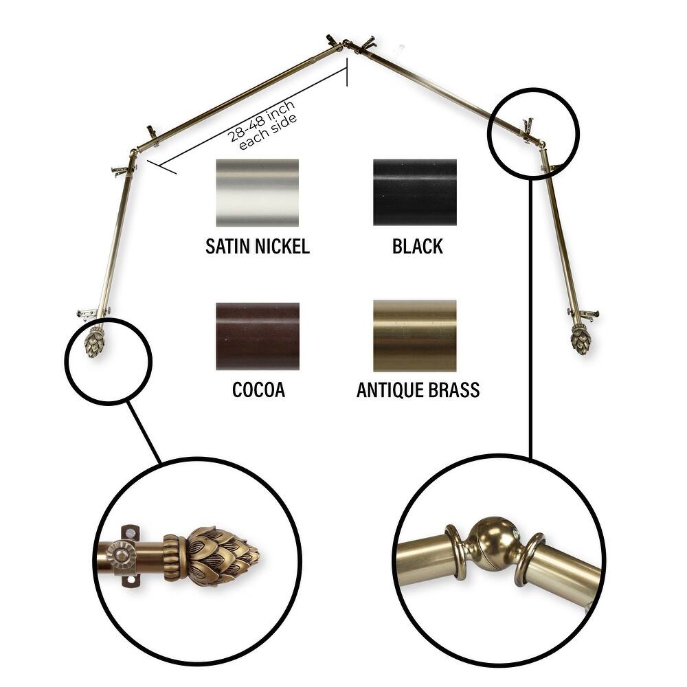 InStyleDesign Lotus 4-Sided Bay Window Curtain Rod