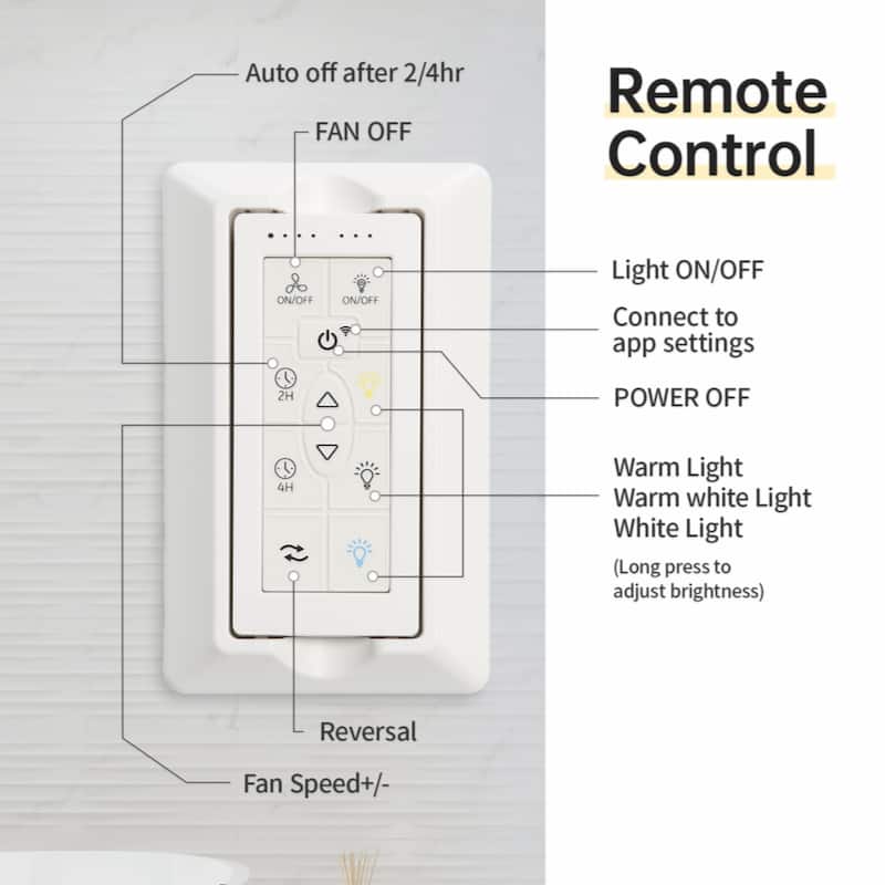 52 Inch Modern Ceiling Fan With 120V Dimmable 5 Solid Wood Blades Remote Control Reversible DC Motor With Led Light