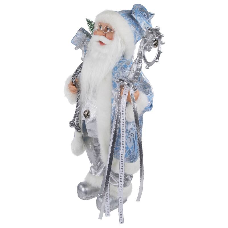 16" Ice Palace Santa Claus with Staff and Bag Christmas Figure