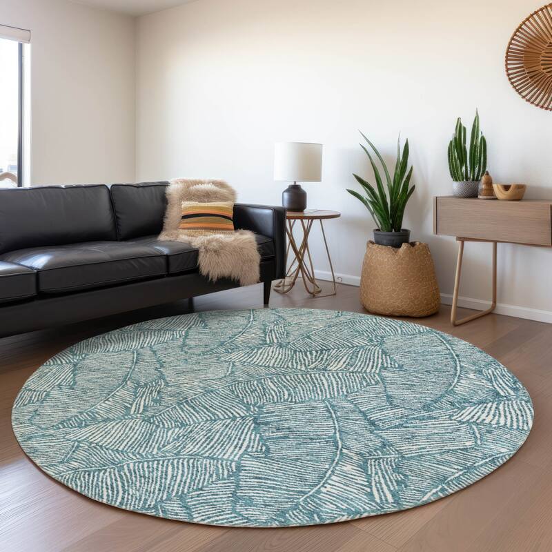 Premium Washable Super Soft Palm Beach Mayfield Rug - Teal - 8' x 8'