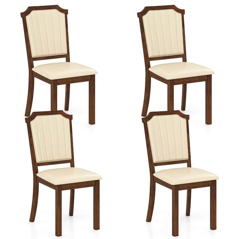 Costway Dining Chair Set of 2/4 Upholstered Kitchen Chair with PU - 4 PCS - Set of 4