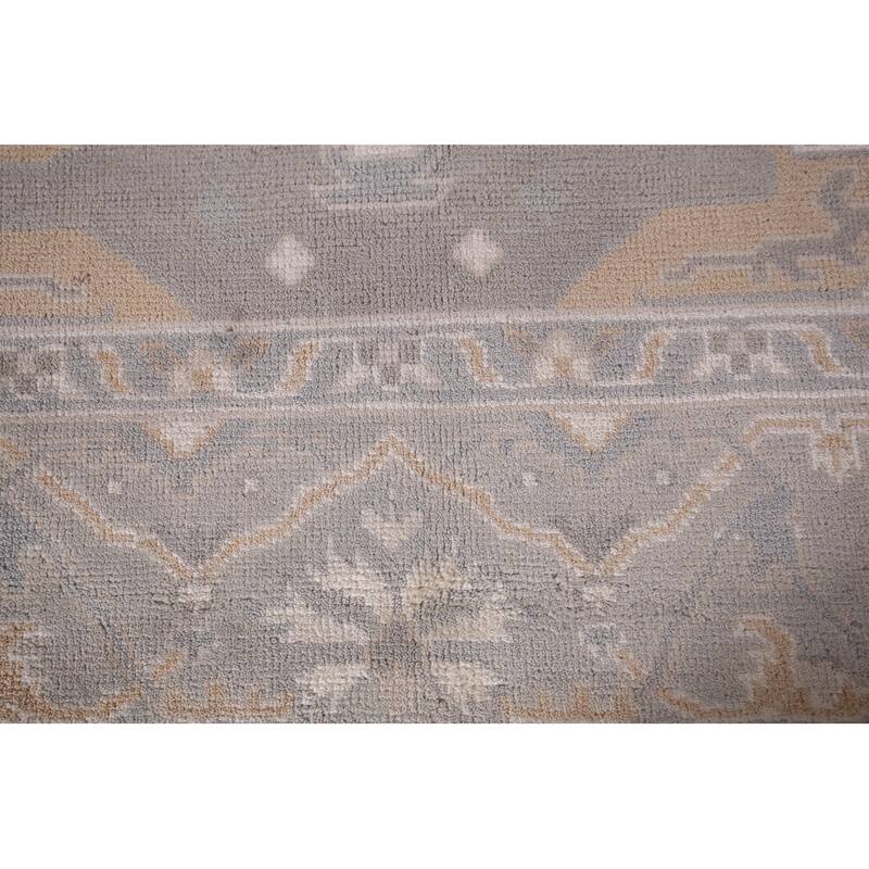 All-Over Gray Oushak Indian Square Area Rug Handmade Wool Carpet - 8'0"x 7'8"