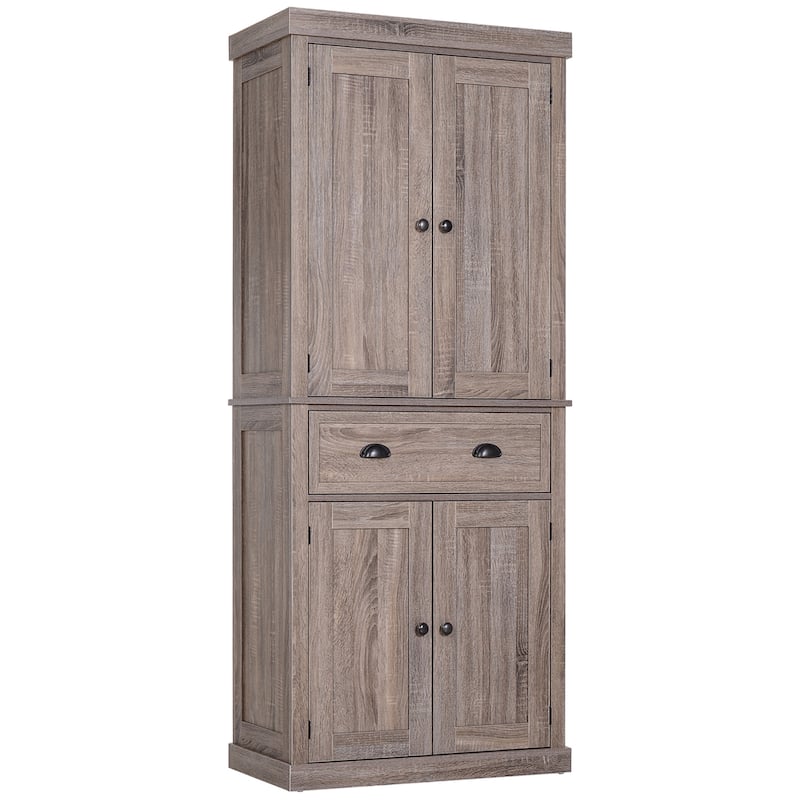 72" Freestanding Kitchen Pantry Cabinet, Tall Storage Cabinet with 2 Door Cupboards, 2 Drawers and Adjustable Shelves