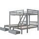 preview thumbnail 14 of 18, Full Over Twin & Twin Triple Bunk Bed with Drawers and Guardrails for Space-Saving and Versatile Family Use
