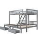 preview thumbnail 14 of 18, Modern Full Over Twin&Twin Bunk Bed,Wood Triple Bunk Bed With Drawers And Guardrails,Solid Construction