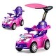 preview thumbnail 6 of 6, 3 in 1 Ride On Push Car Stroller Walking Toy with Canopy Pink