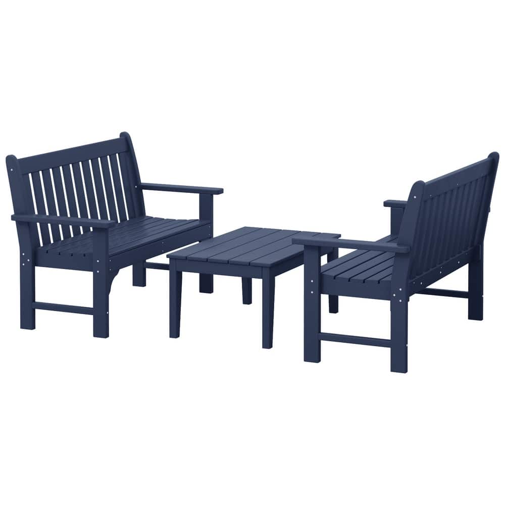 Laguna 3-Piece Outdoor Patio Bench Set With Coffee Table