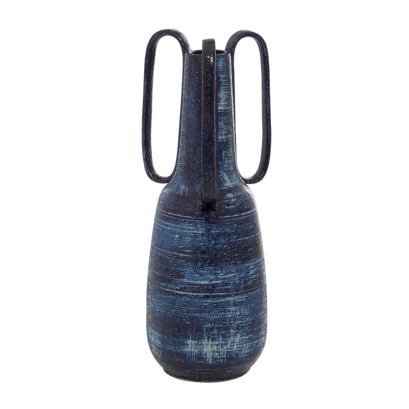 Ceramic Decorative Vase with Handles - Blue - Roche River Decor