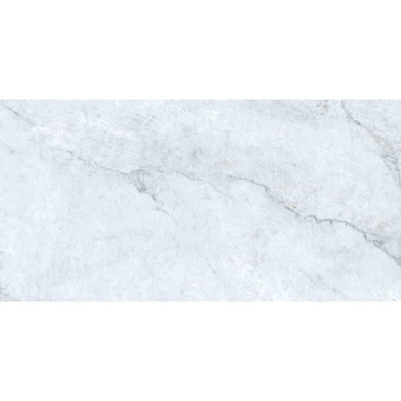 Beau 24x48 Polished Marble Look Porcelain Tile - Floor & Wall - Large Format - 4 x 4 Sample - White