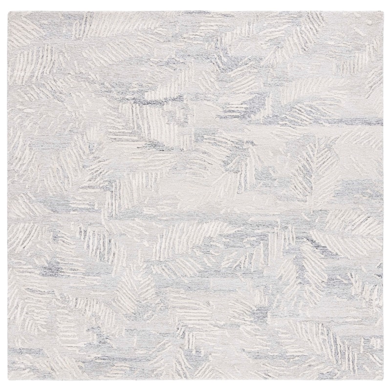 SAFAVIEH Handmade Glamour Shag Contemporary Rug - 6' Square - Grey/Ivory