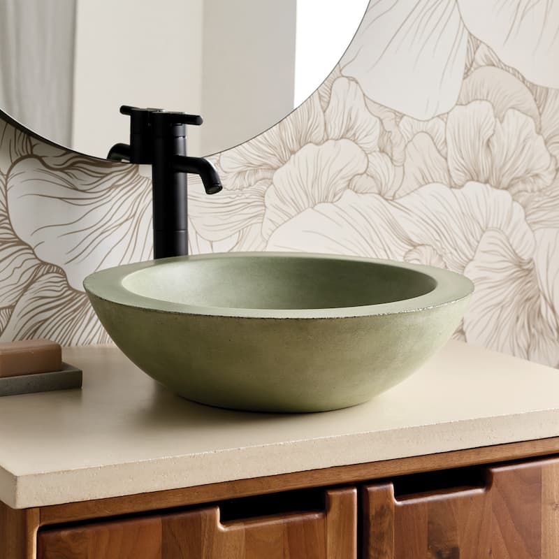 Morro 17-inch NativeStone Vessel Bathroom Sink - 17" x 5" - Sage