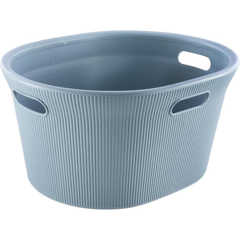 Superio Decorative Ribbed Laundry Basket with Cutout Handles, 35 L - 10.5" H x 20.5" W x 16.5" D