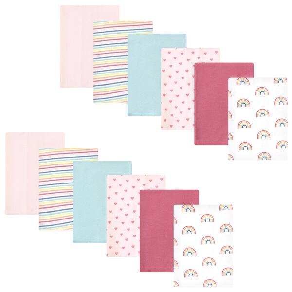 slide 1 of 1, Hudson Baby Infant Girl Cotton Flannel Burp Cloths Bundle, Creative Rainbow, One Size - Creative Rainbow - One Size One Size - Creative Rainbow
