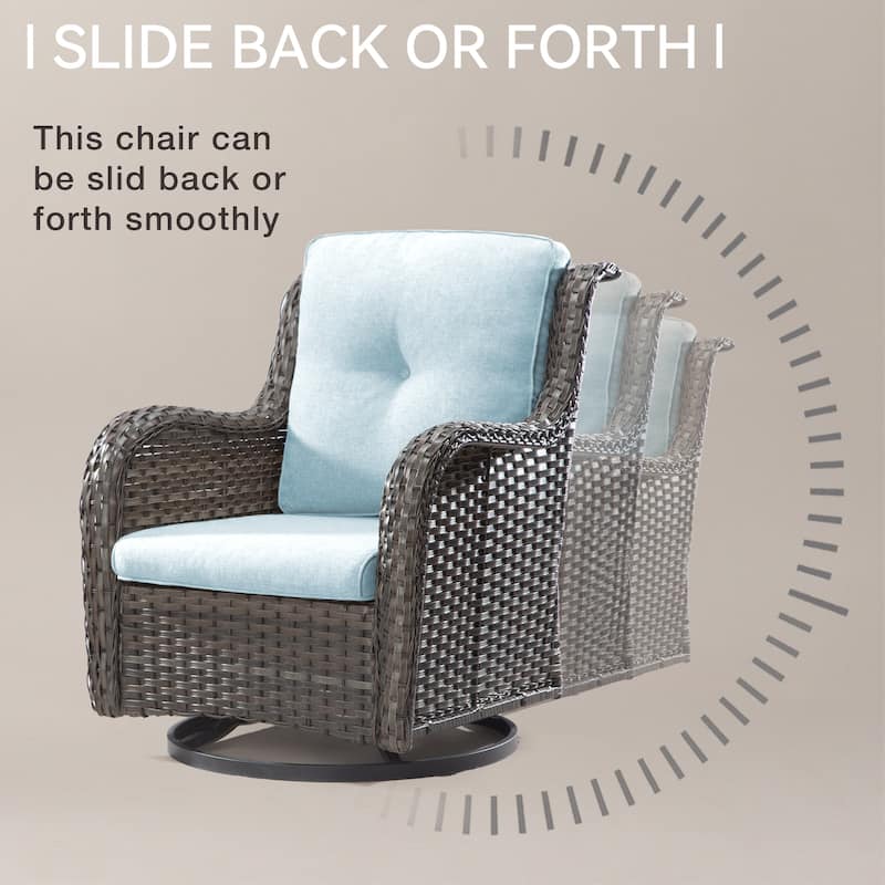 Cozywor 3-Piece Wicker Patio Swivel Outdoor Rocking Chair Set