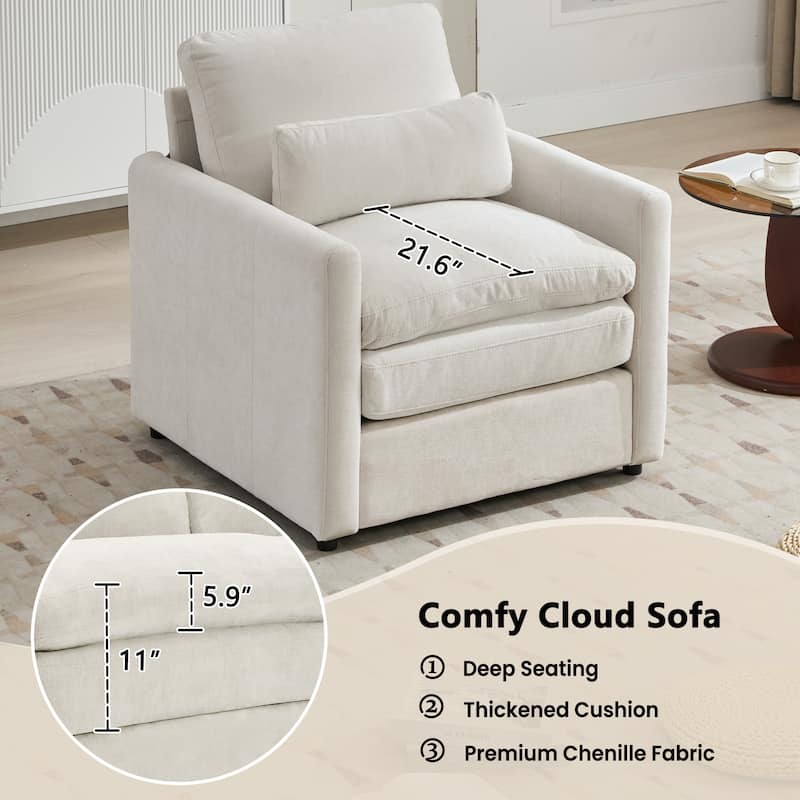 Living Room Cloud Plush Upholstered Sofa with Double Cushion