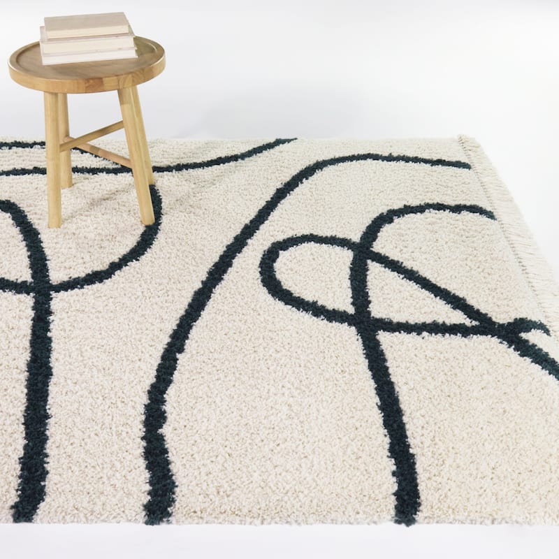 Astaire Contemporary Abstract Area Rug - Black - 5'3" x 7'