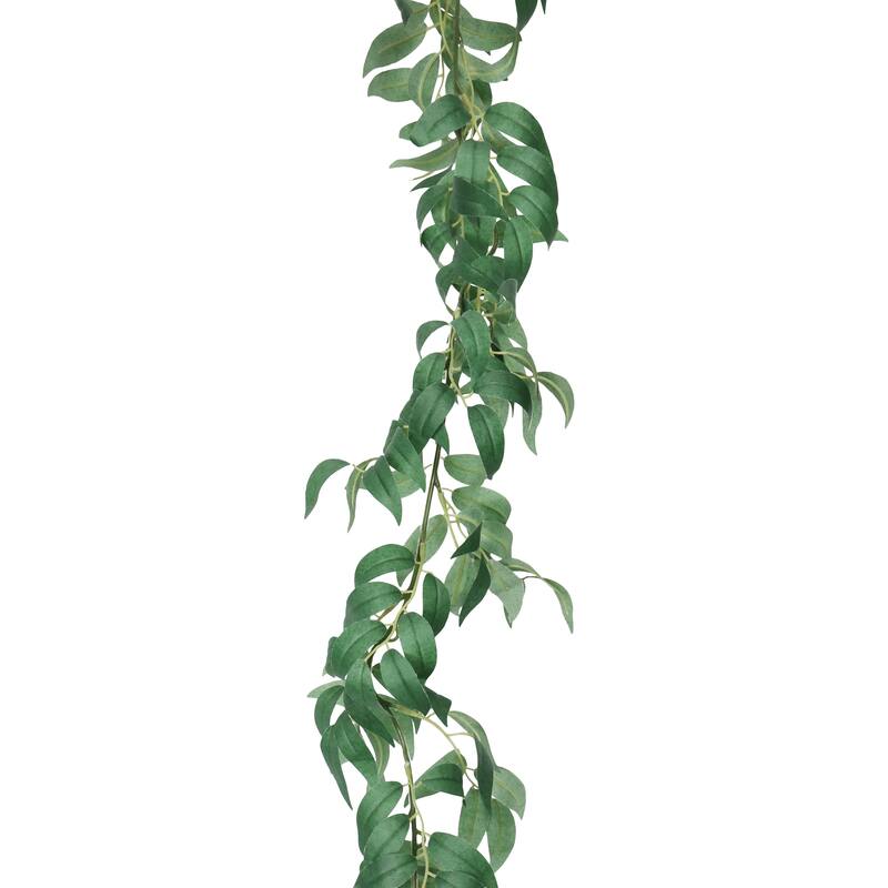 Set of 2 Artificial Willow Leaf Vine Hanging Plant Greenery Foliage Garland 6ft - 72" L x 5" W x 5" DP - 72" L x 5" W x 5" DP - Green