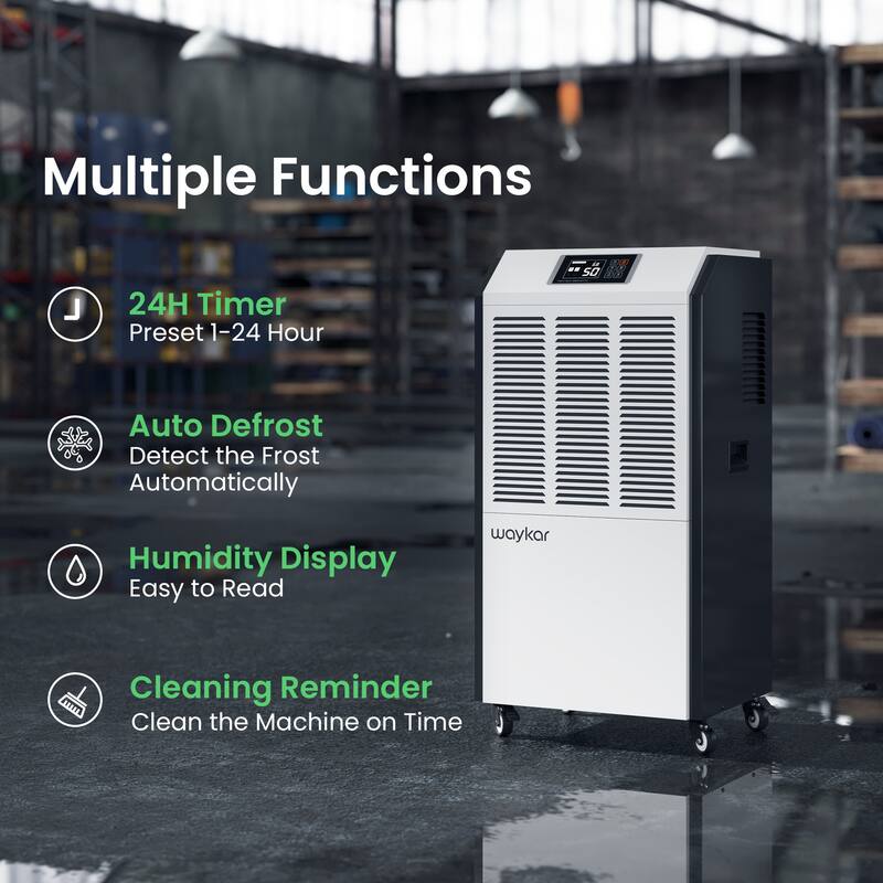 Waykar 291 Pints Commercial Dehumidifier for Space up to 9000 Sq. Ft