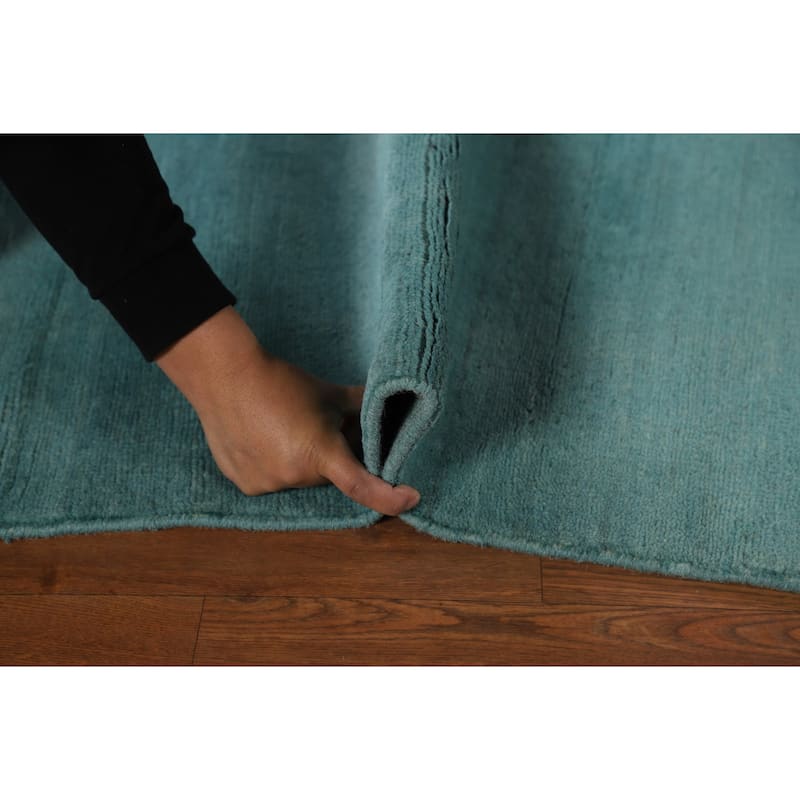 Modern Aqua Gabbeh Oriental Foyer Rug Handmade Wool Carpet - 3'1" x 4'10"
