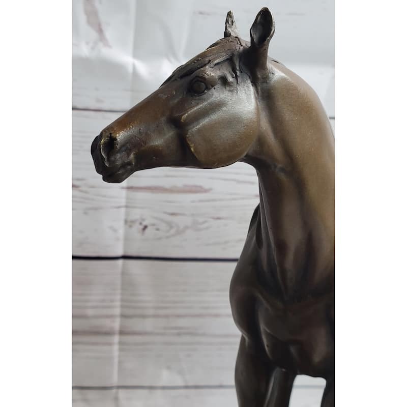 Horse At The Stable Bronze Sculpture Statue Equestrian Country Farm Decor Signed Art