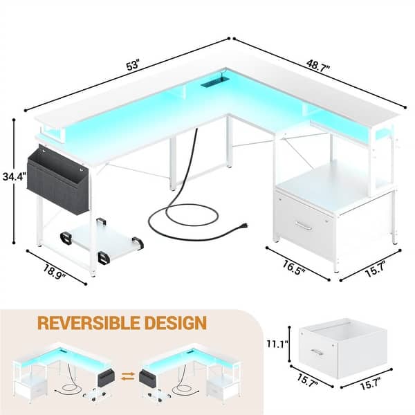 L Shaped Desk with File Drawe - Bed Bath & Beyond - 42698409
