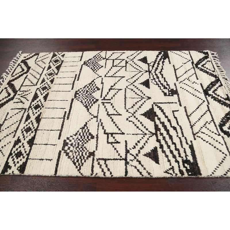 Tribal Modern Vegetable Dye Moroccan Berber Oriental Area Rug Handmade - 4'6" x 6'8"