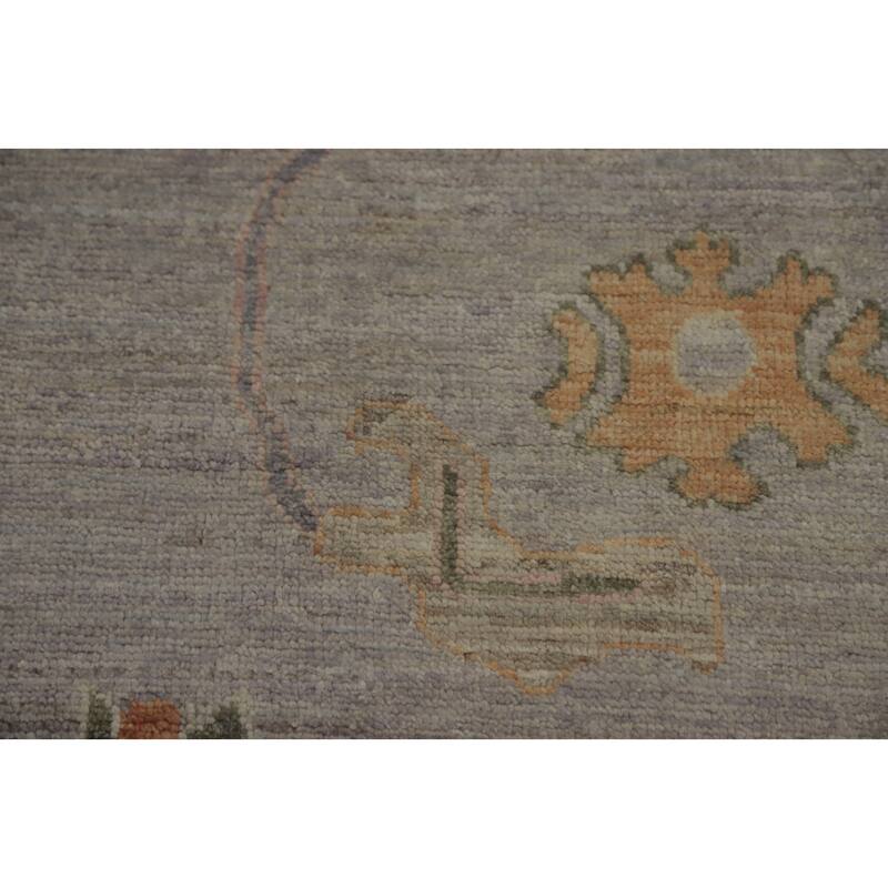 Vegetable Dye Wool Oushak Turkish Area Rug, Floral Geometric Carpet - 9' 9'' X 8' 0''