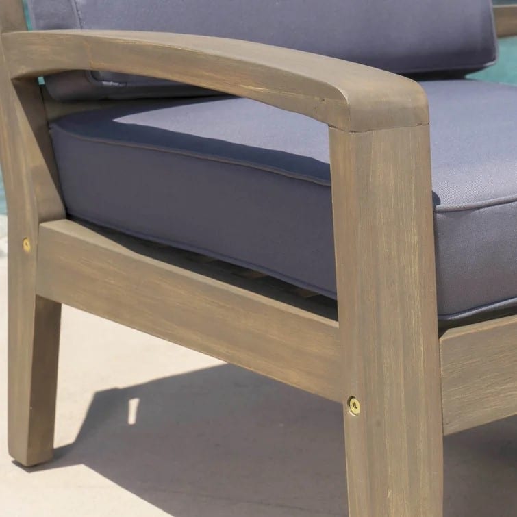 Roomfitters Grenada Solid Acacia Wood Outdoor Club Chair with Cushions