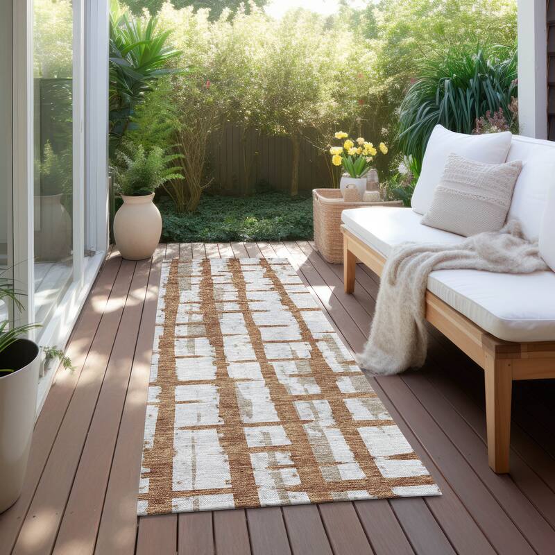 Machine Washable Indoor/ Outdoor Chantille Contemporary Ombre Rug - Paprika - 2'3" x 7'6"