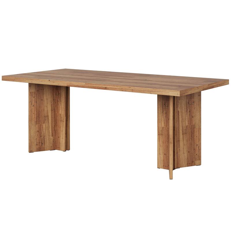 63" Farmhouse Executive Desk - Vintage Wood Computer Workstation with Thickened Tabletop, Large Writing & Conference Table